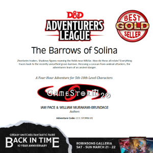 [PAST EVENT] D&D One Shot: The Barrows of Solina (CCC-STORM-01) @ Fantastic Faire: Back in Time