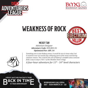 [PAST EVENT] D&D One Shot: Weakness of Rock (CCC-BMG-37 HULB 3-1) @ Fantastic Faire: Back in Time